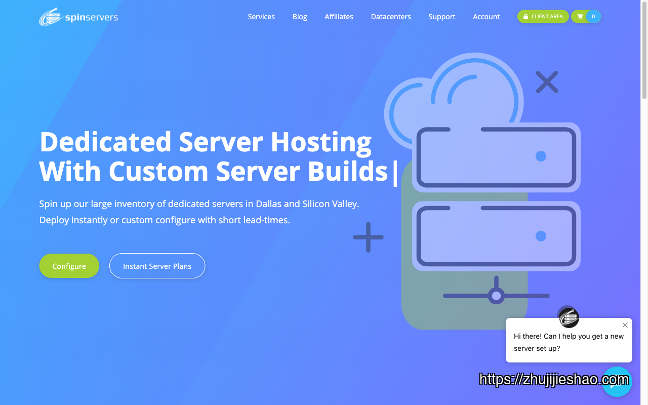 SpinServers homepage
